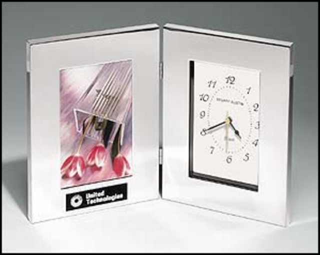 Desk Clock with Photo Frame (6 1/4"x8 1/4"x2")